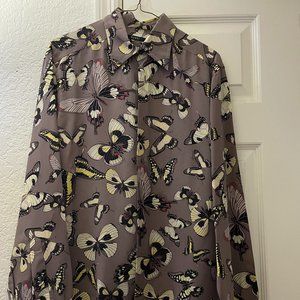 AUTH Gucci Butterfly Print Silk Men's Shirt
